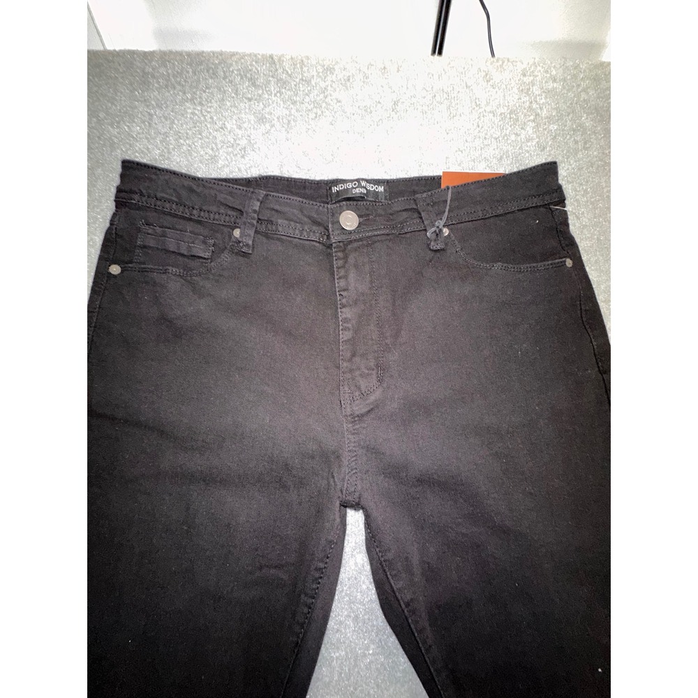 Indigo Wisdom Denim Mens Black Jeans 36x30 Slim Straight IW-5018-4 NWT